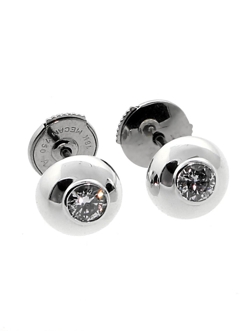 Carthttier Perles de Diamants Diamond Stud Earrings in White Gold