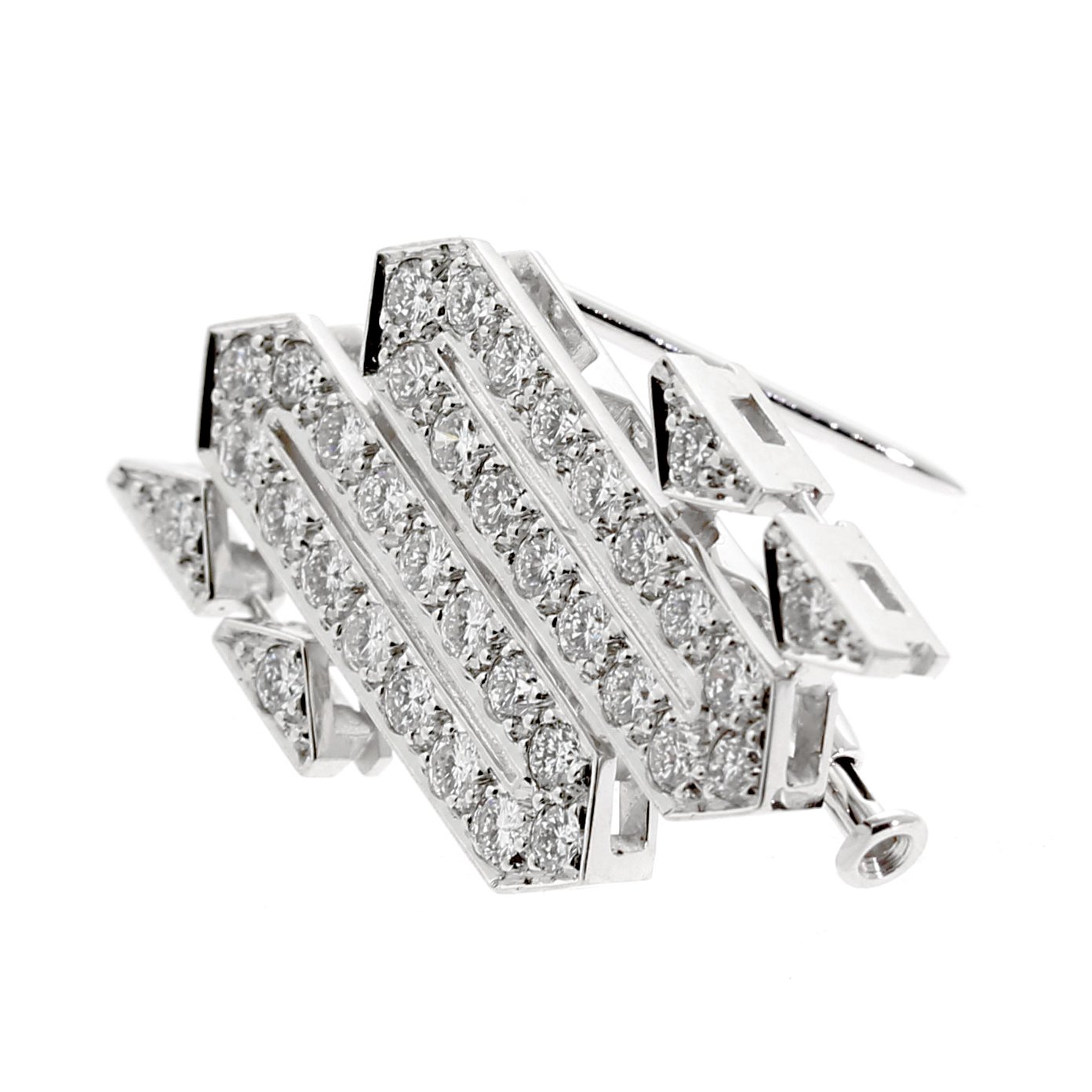 Carthttier Platinum Diamond Brooch Necklace