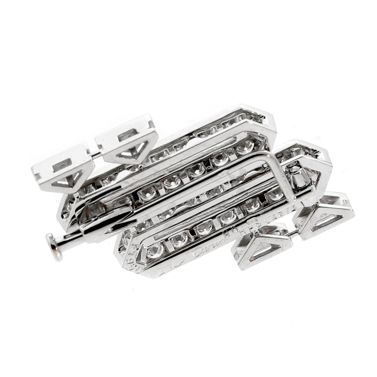 Carthttier Platinum Diamond Brooch Necklace