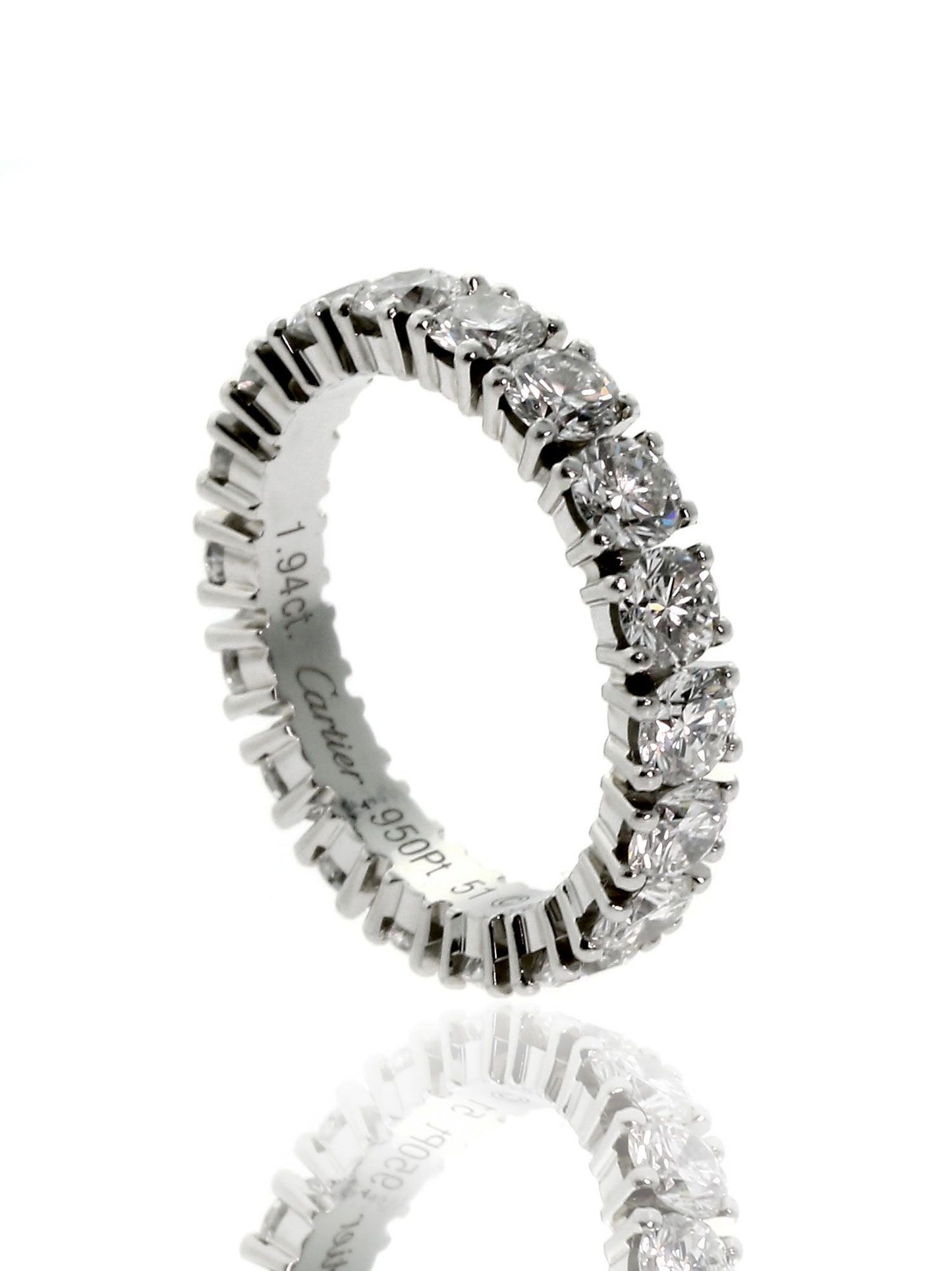 Carthttier Platinum Diamond Eternity Wedding Band Ring 1.94Ct Sz 51