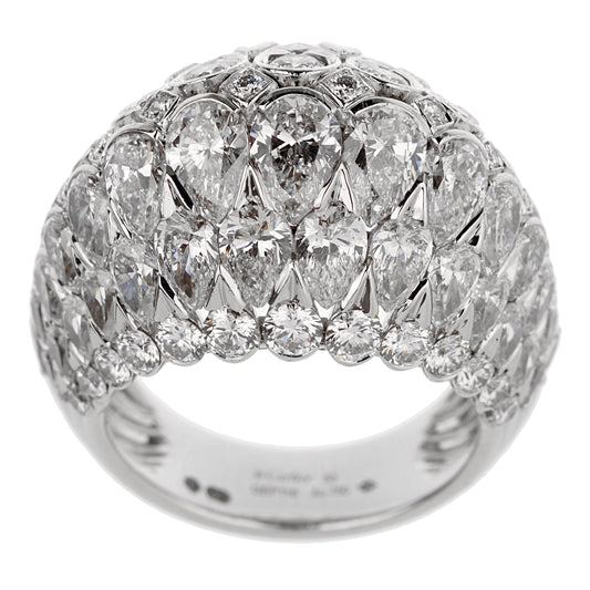 Carthttier Pluie Diamond Bombe 18k White Gold Cocktail Ring