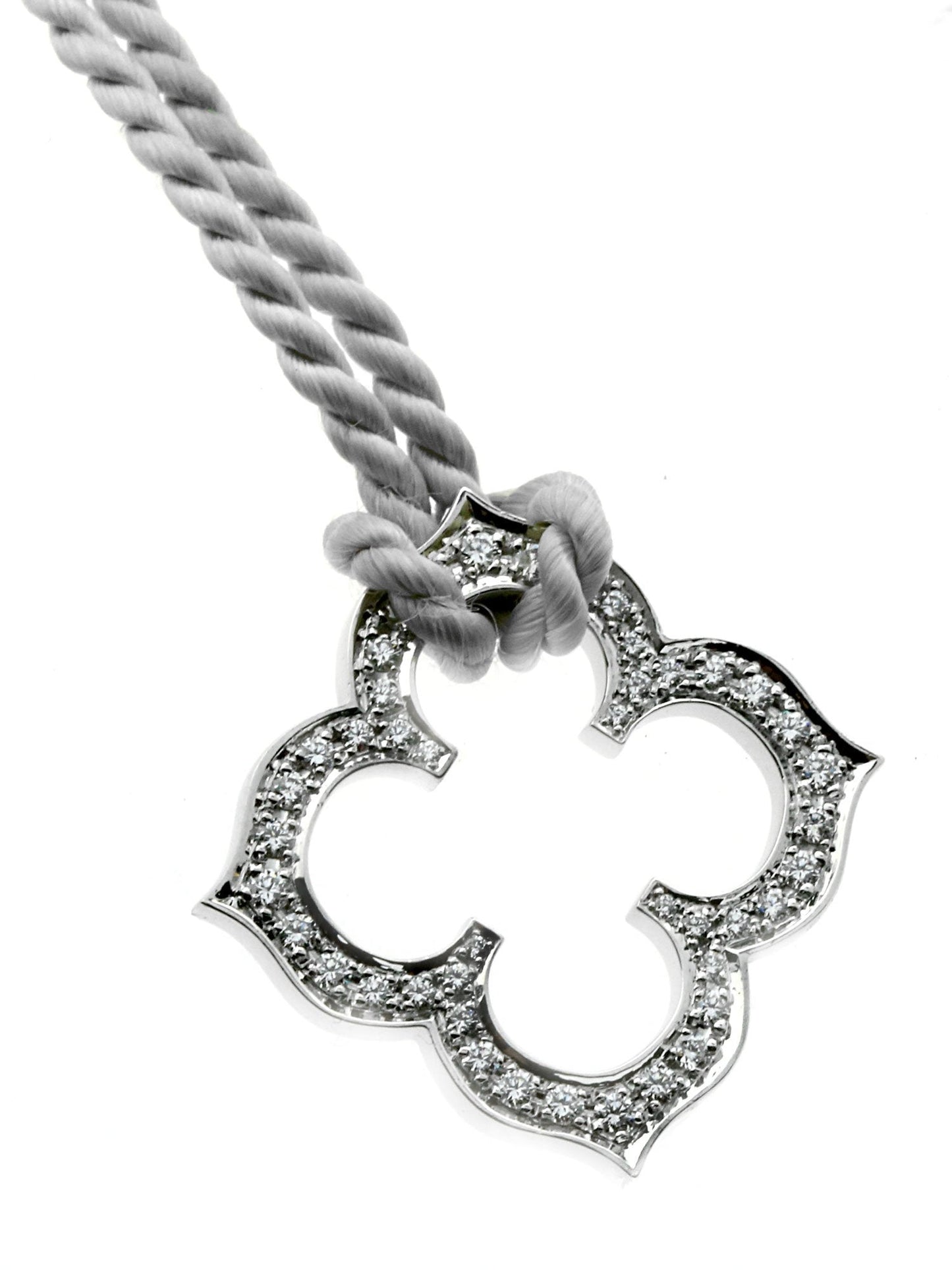 Carthttier Quatrefoil Diamond White Gold Necklace