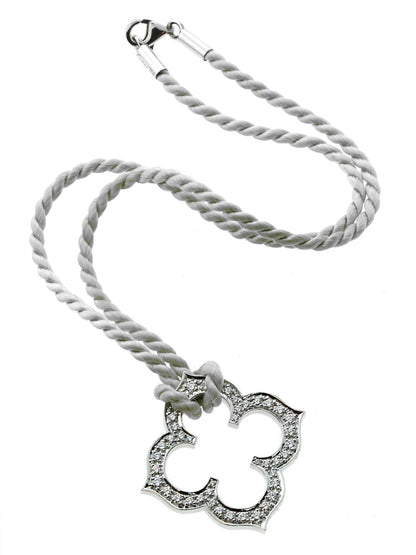 Carthttier Quatrefoil Diamond White Gold Necklace