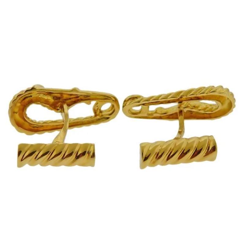 Carthttier Safety Pin 18k Yellow Gold Cufflinks