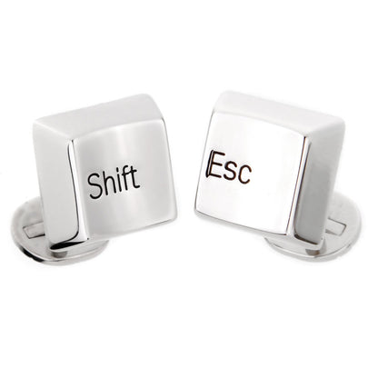 Carthttier Shift Escape Keyboard Keys 18k White Gold Cufflinks