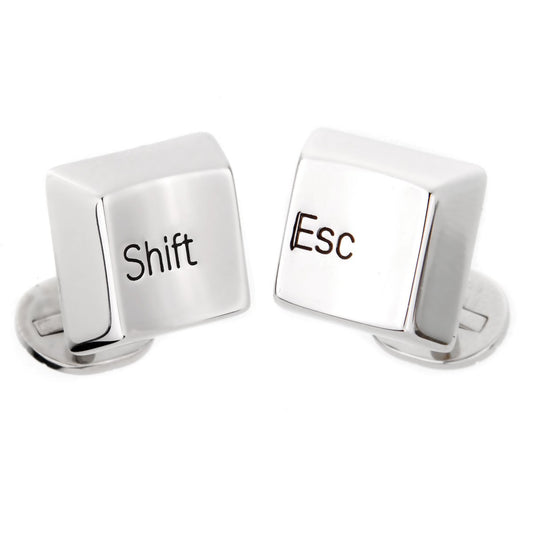 Carthttier Shift Escape Keyboard Keys 18k White Gold Cufflinks