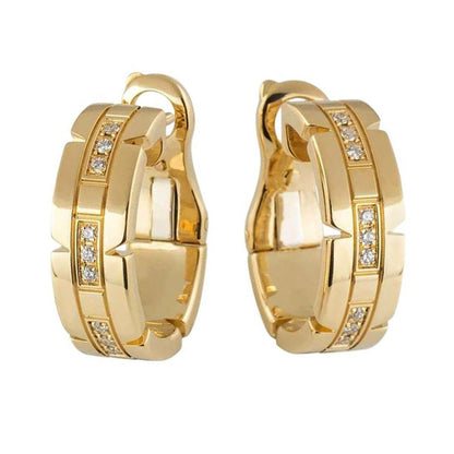 Carthttier Tank Francaise Diamond Hoop Gold Earrings