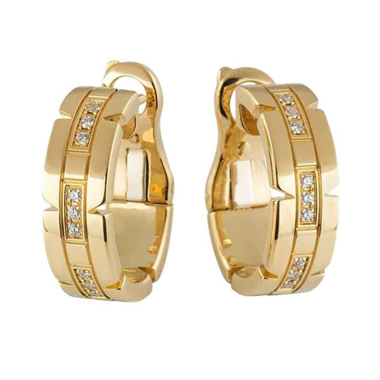 Carthttier Tank Francaise Diamond Hoop Gold Earrings
