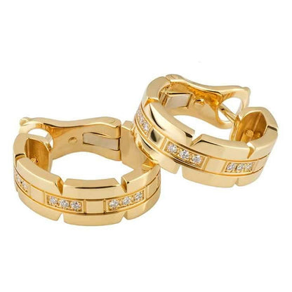 Carthttier Tank Francaise Diamond Hoop Gold Earrings
