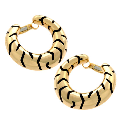 Carthttier Tiger Stripe Gold Hoop Enamel Earrings