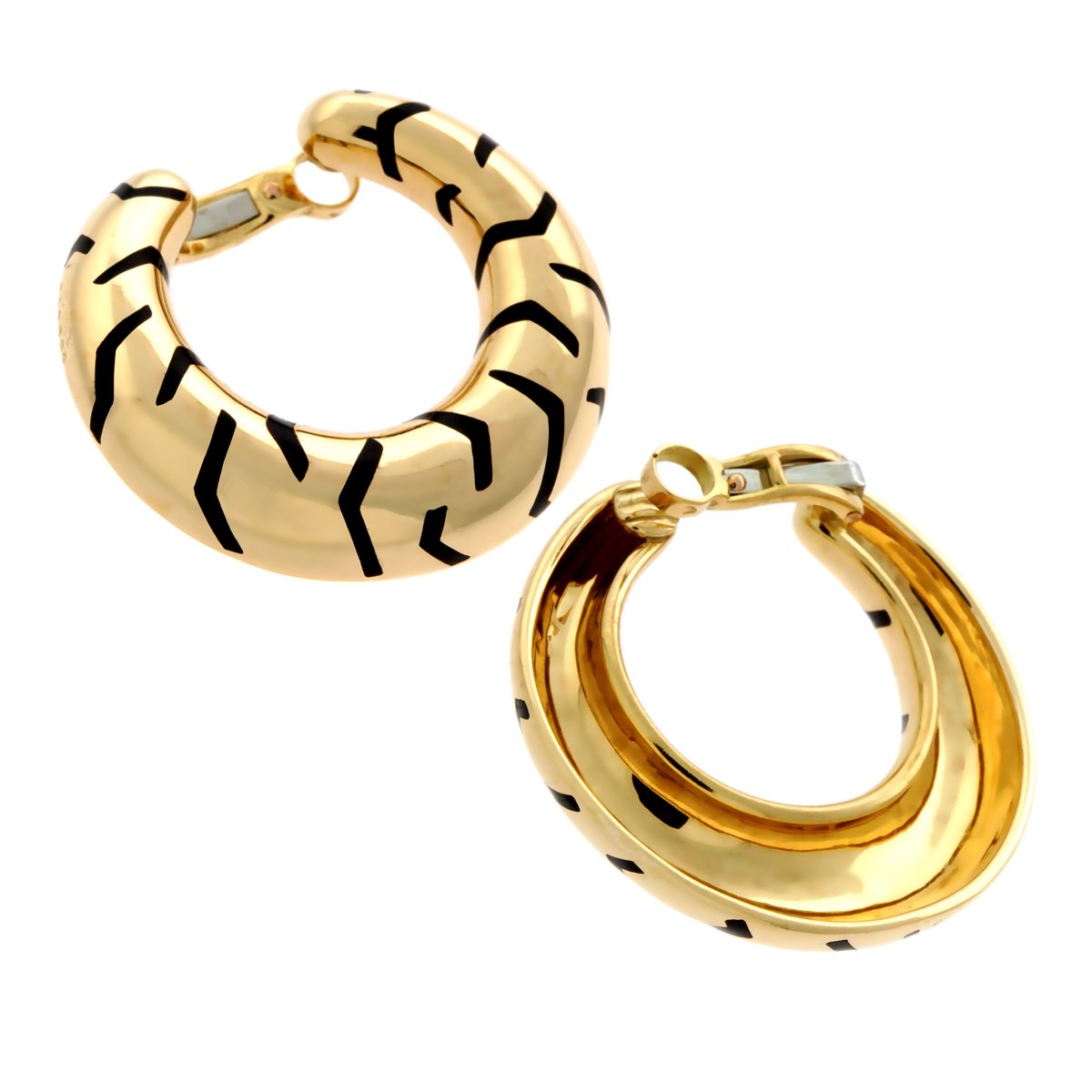 Carthttier Tiger Stripe Gold Hoop Enamel Earrings