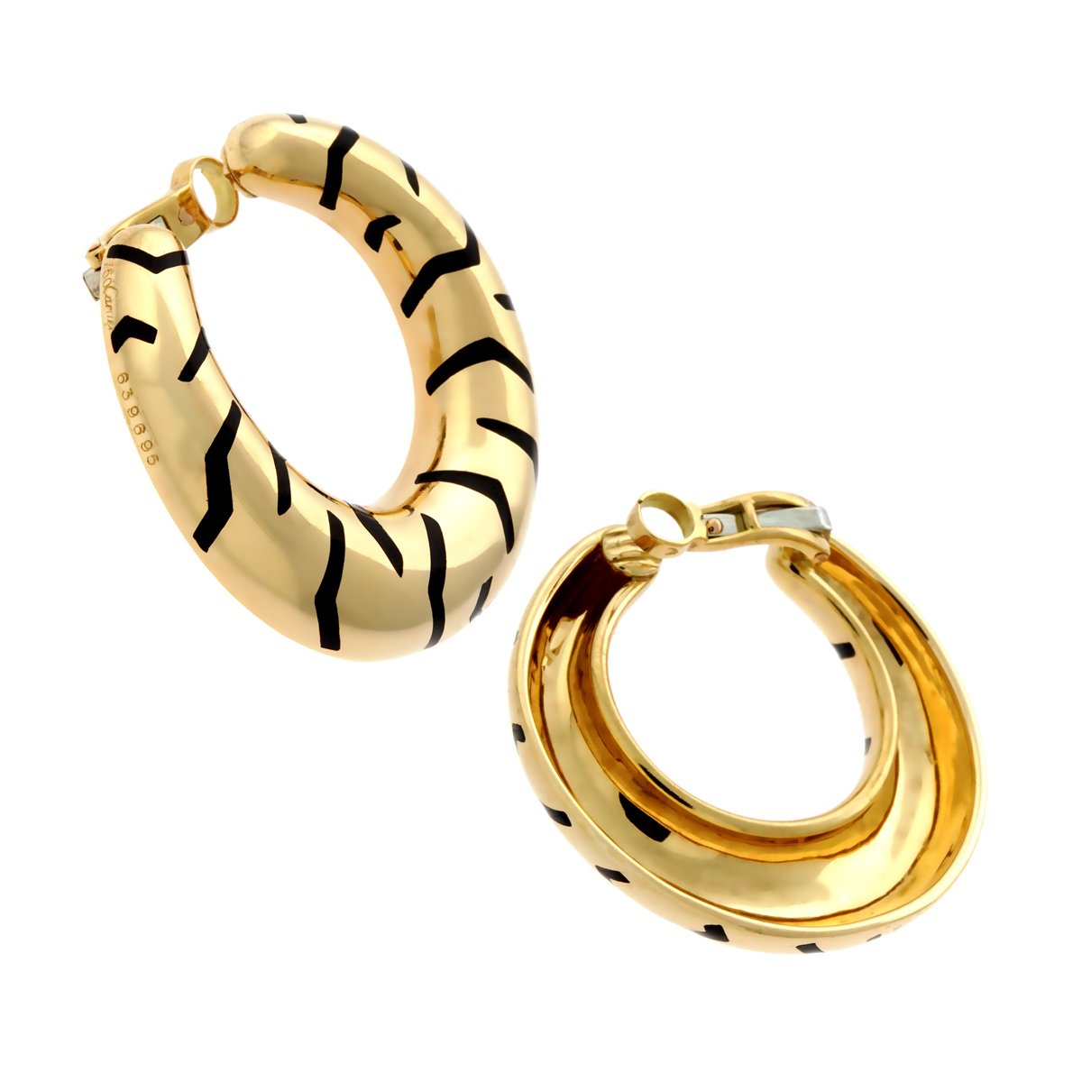 Carthttier Tiger Stripe Gold Hoop Enamel Earrings