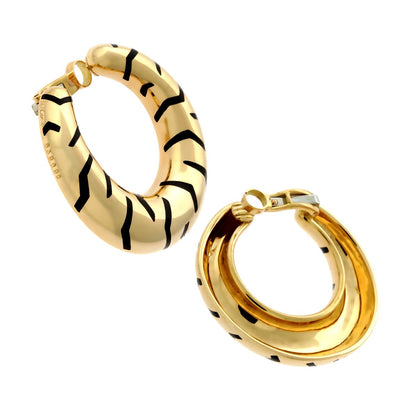 Carthttier Tiger Stripe Gold Hoop Enamel Earrings