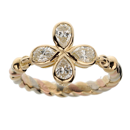 Carthttier Tri Color 18k Gold Pear Shaped Diamond Cocktail Ring