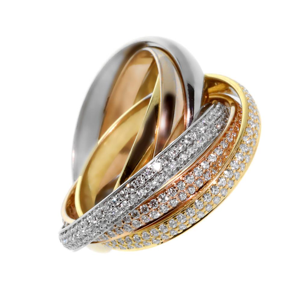 Carthttier Trinity 6 Band Diamond Gold Ring