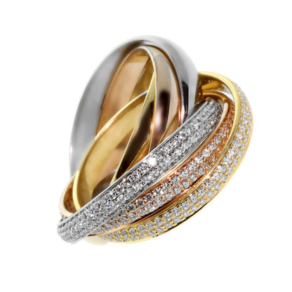 Carthttier Trinity 6 Band Diamond Gold Ring