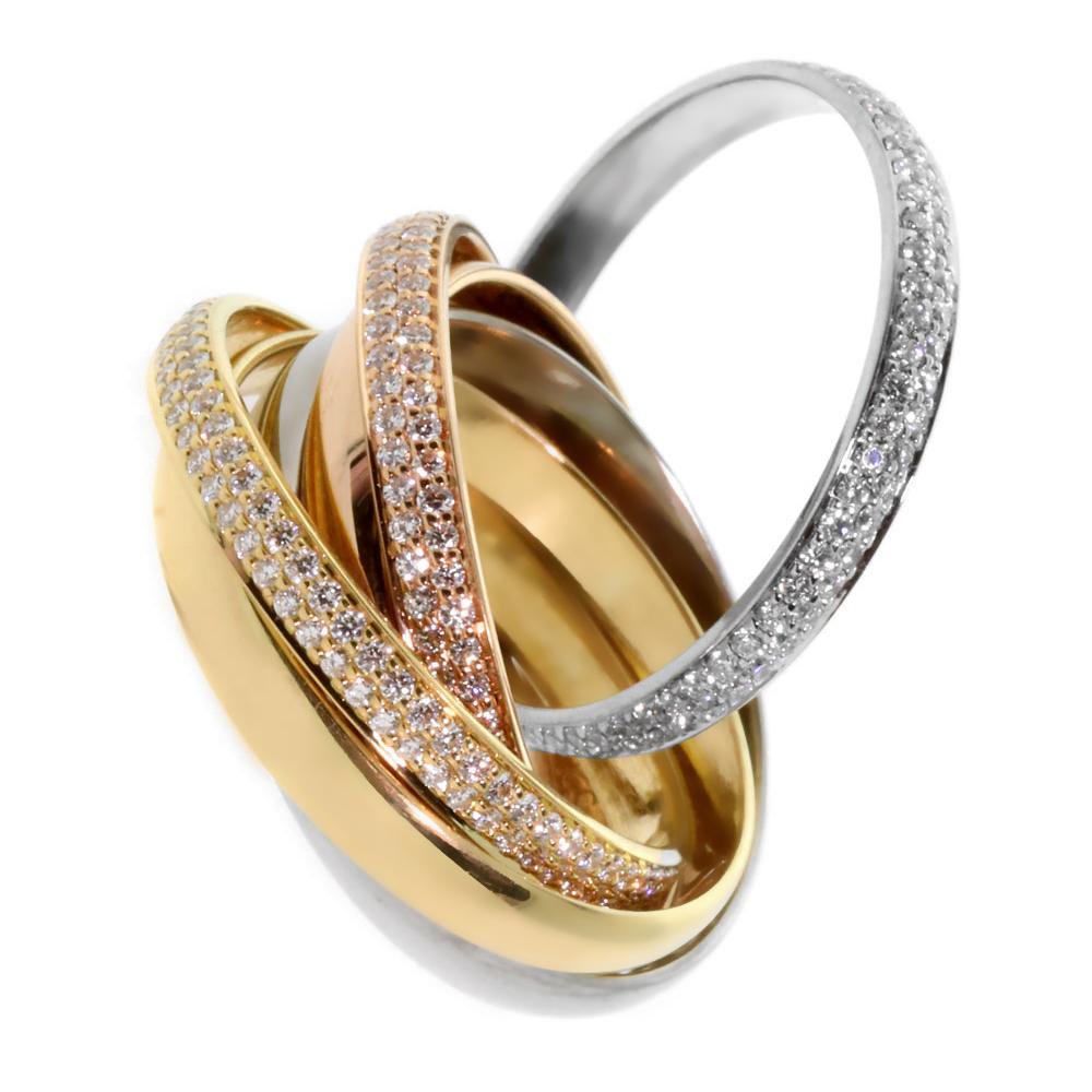 Carthttier Trinity 6 Band Diamond Gold Ring