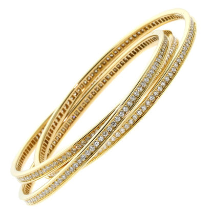 Carthttier Trinity 6.45ct Diamond 18k Yellow Gold Bangle Bracelet
