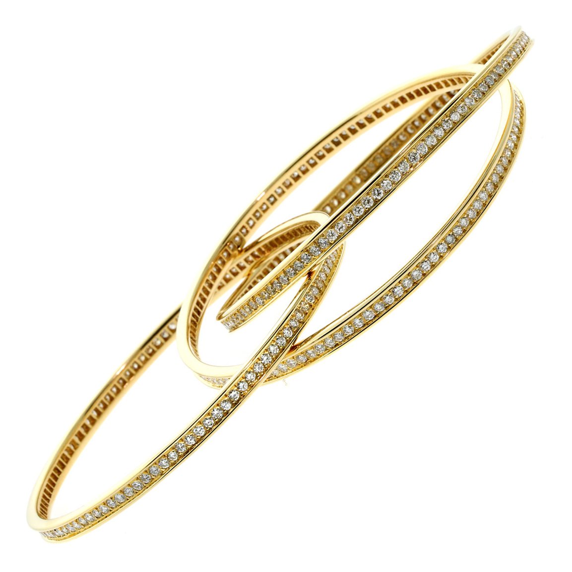 Carthttier Trinity 6.45ct Diamond 18k Yellow Gold Bangle Bracelet