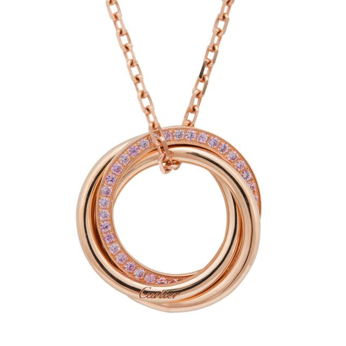 Carthttier Trinity Pink Sapphire Rose Gold Necklace