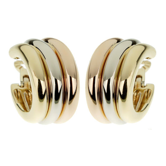 Carthttier Trinity Vintage Large Tri Color 18k Gold Hoop Earrings