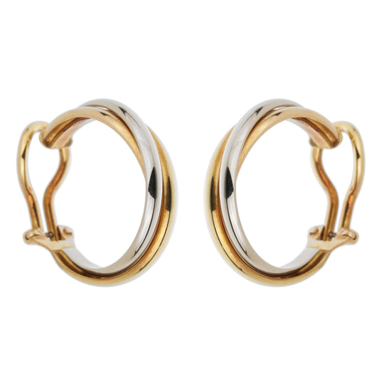 Carthttier Trinity Vintage Tri-Color Gold Hoop Clip-On Earrings