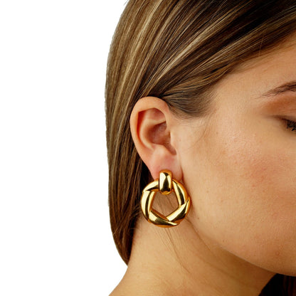 Carthttier Vintage 18k Yellow Gold Hoop Earrings