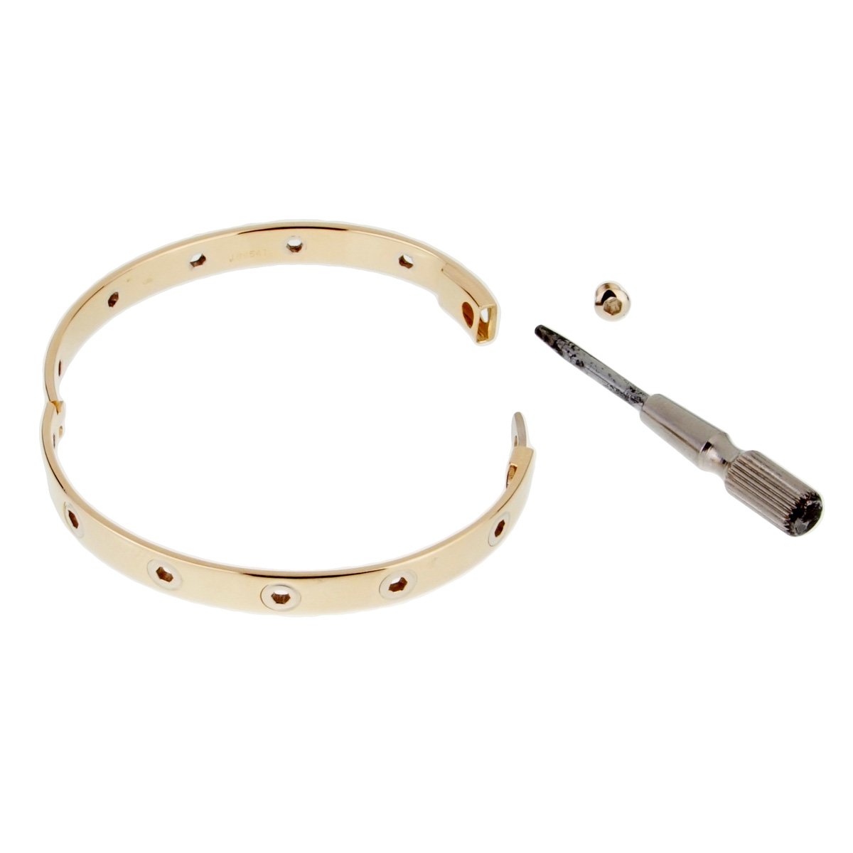 Carthttier 1970s Vintage Love Series 18k Yellow Gold Bangle Sz 16