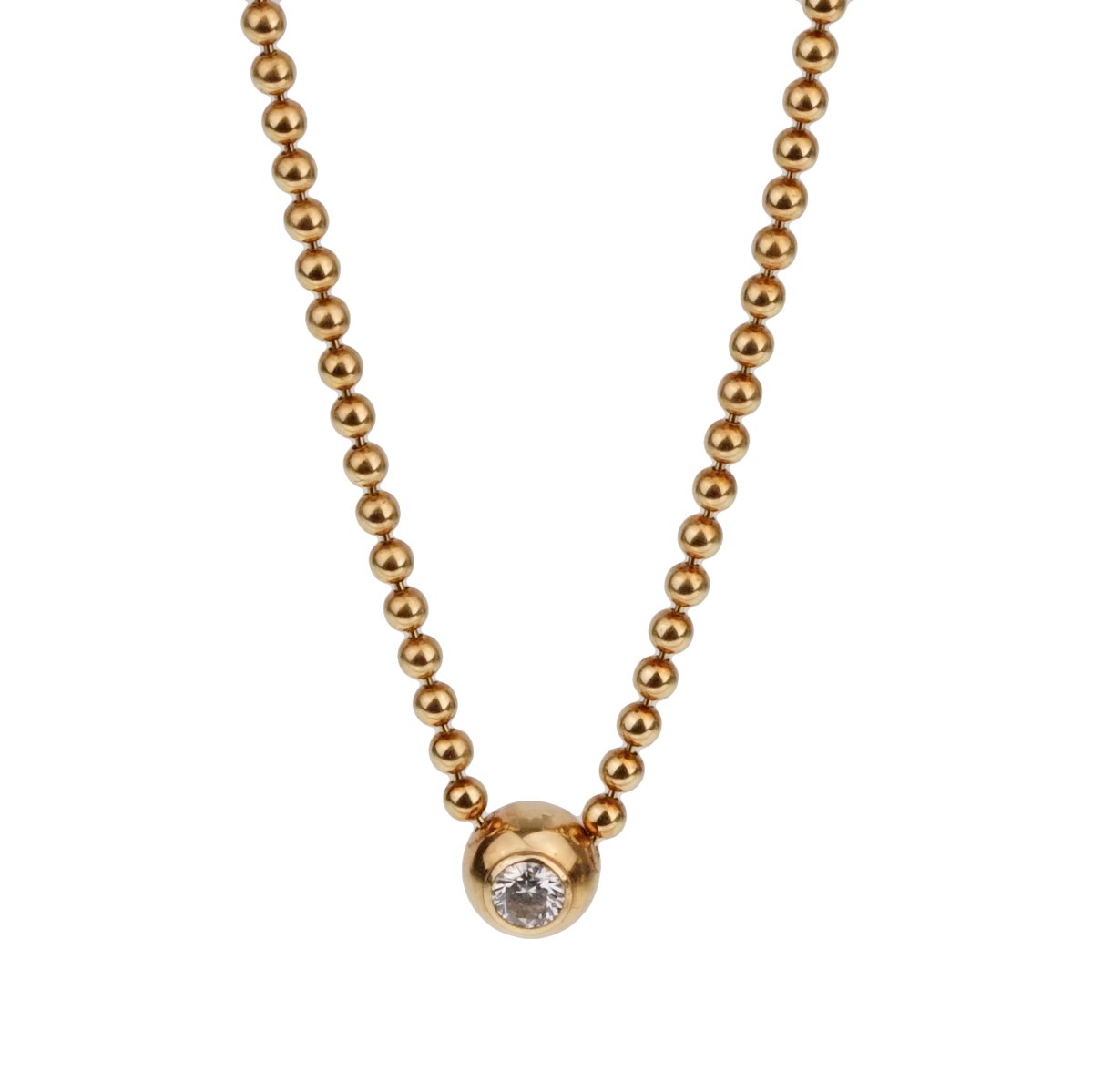 Carthttier Vintage Solitaire Diamond Gold Pendant Necklace