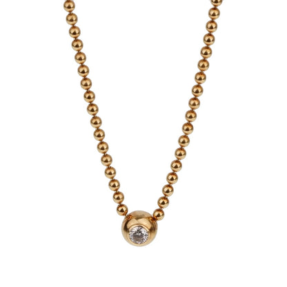 Carthttier Vintage Solitaire Diamond Gold Pendant Necklace