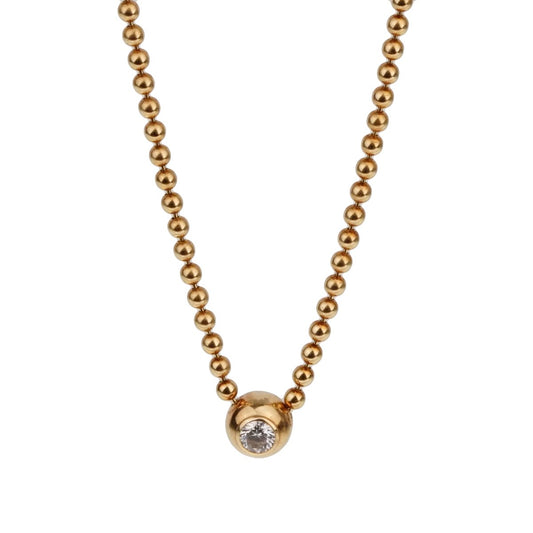 Carthttier Vintage Solitaire Diamond Gold Pendant Necklace