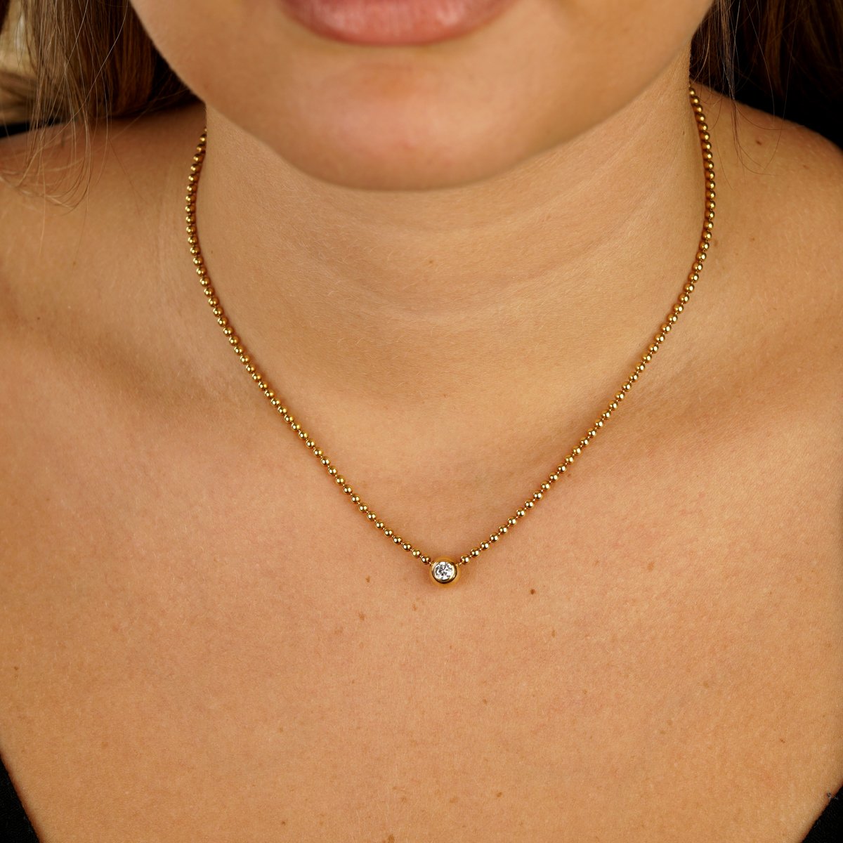 Carthttier Vintage Solitaire Diamond Gold Pendant Necklace