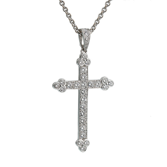 Carthttier White Gold Diamond Cross Necklace