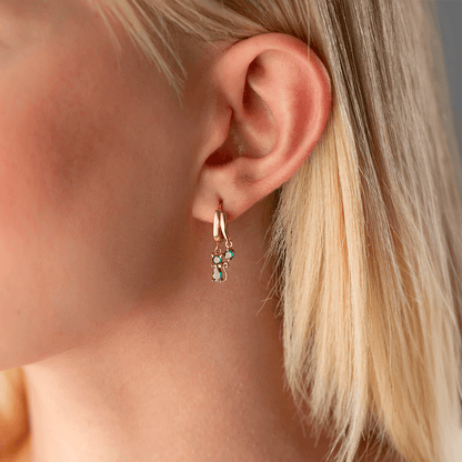 Cat Earrings 925 Sterling Silver Dangling Huggie Hoops