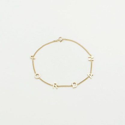Custom Letter Bracelet with Thin Silver Curb Chain