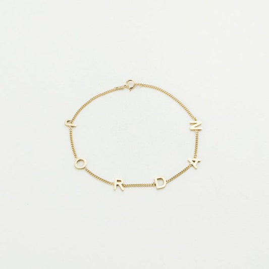 Custom Letter Bracelet with Thin Silver Curb Chain
