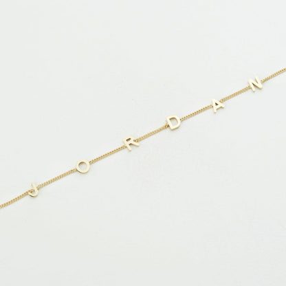 Custom Letter Bracelet with Thin Silver Curb Chain