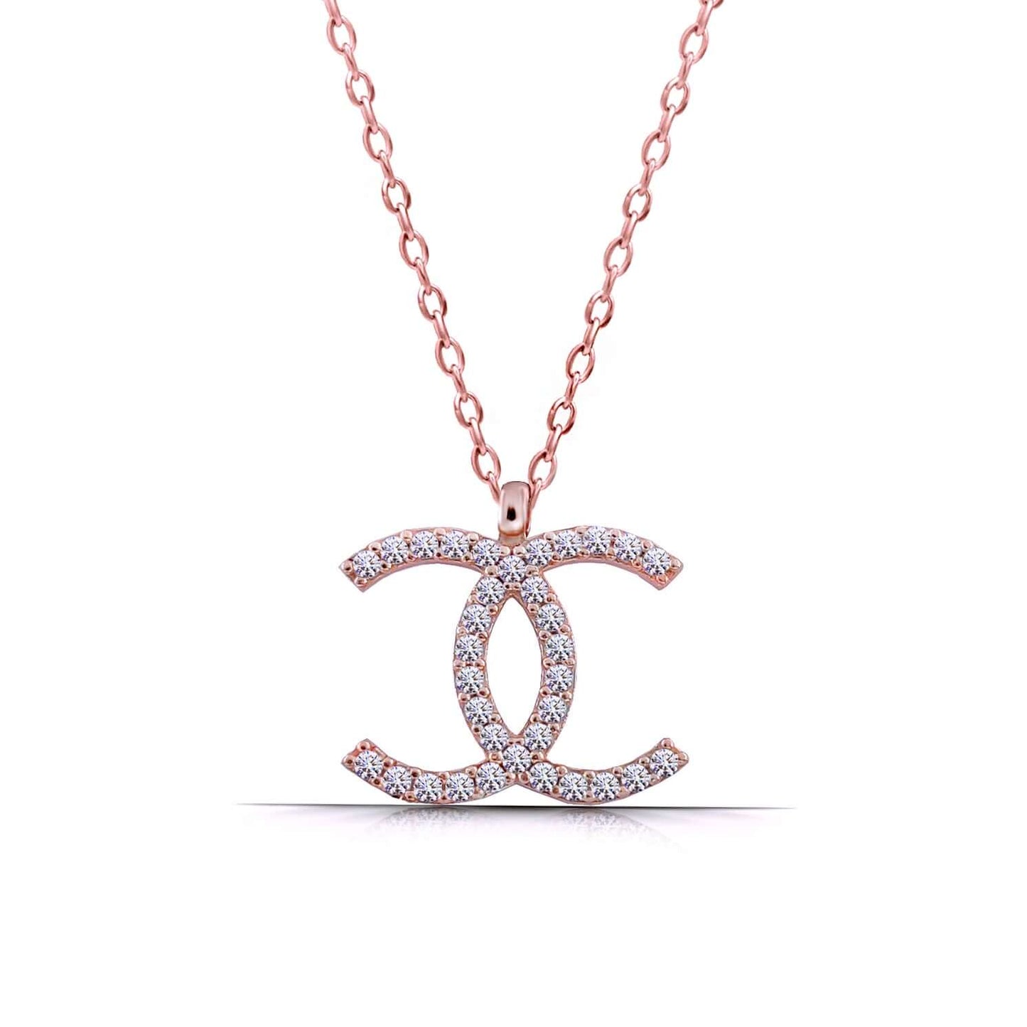 Crystal CC Necklace 925 Sterling Silver Pendant with Chain