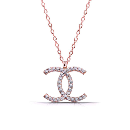 Crystal CC Necklace 925 Sterling Silver Pendant with Chain