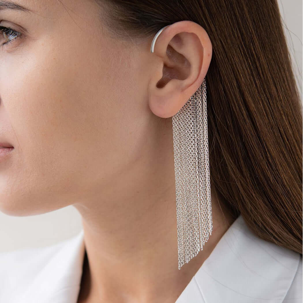 Multi Chain Non-Pierced Ear Cuff Tassel Earring Stylish Party Jewelry