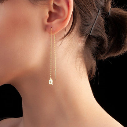 Minimalist Threader Earrings with Gothic Initial