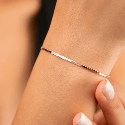 Twisted Flat Chain Bracelet 925 Silver Wrist Jewelry