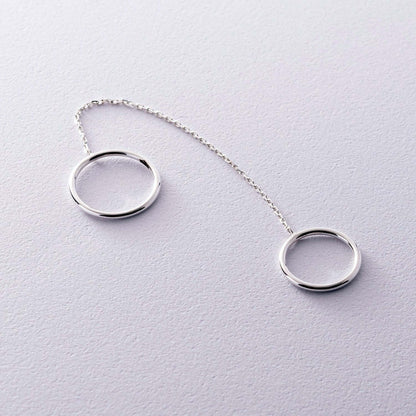 Chain Connected Rings 925 Sterling Silver Linked Bands