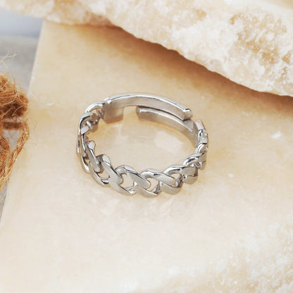 Curb Chain Ring in Solid Silver Dainty Jewelry