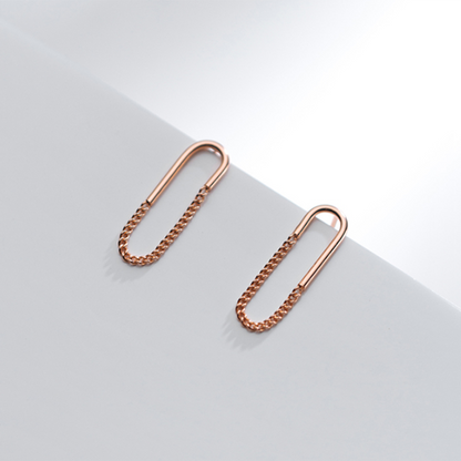 Curve Shape Bar and Chain Drop Earrings for Women Simple Jewelry