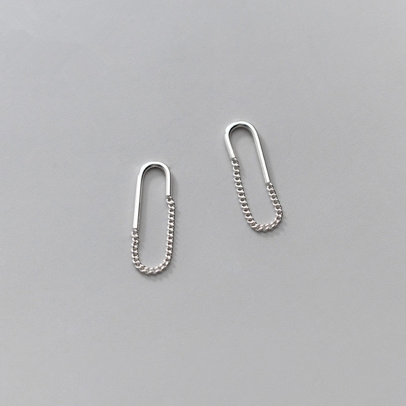 Curve Shape Bar and Chain Drop Earrings for Women Simple Jewelry