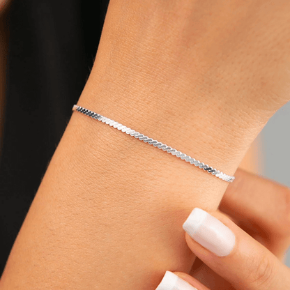 Twisted Flat Chain Bracelet 925 Silver Wrist Jewelry