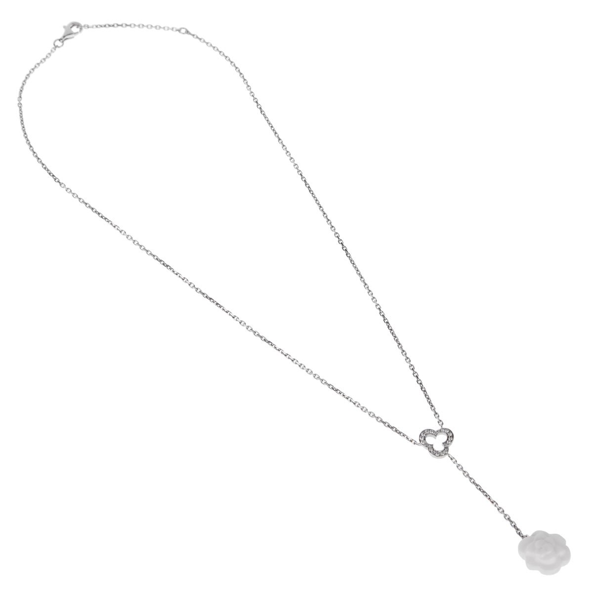 Chathtnel Camellia Diamond Drop Necklace
