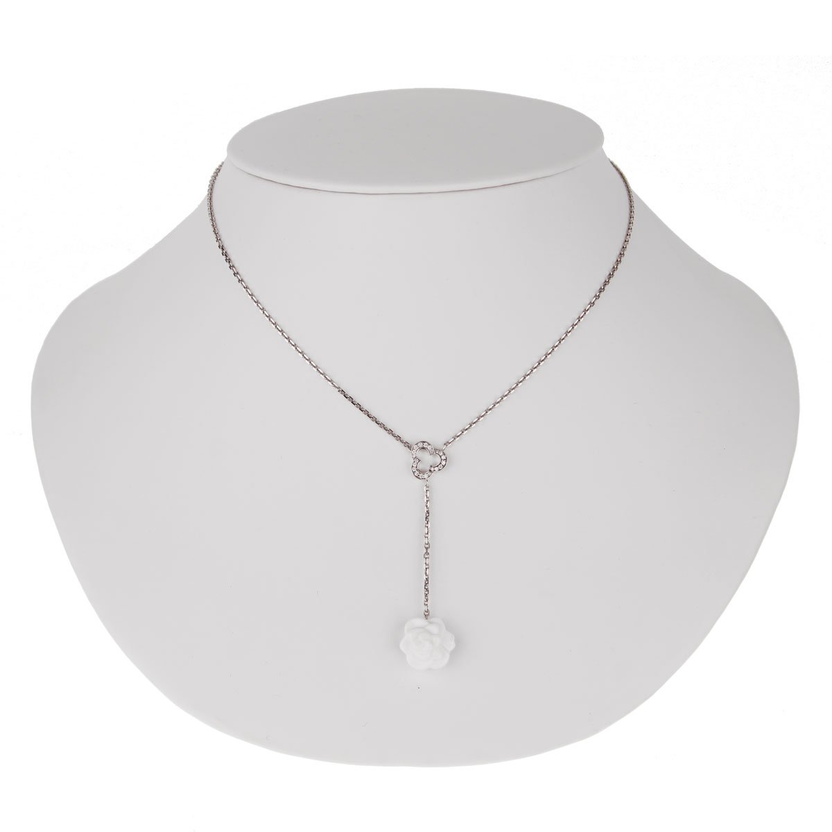 Chathtnel Camellia Diamond Drop Necklace