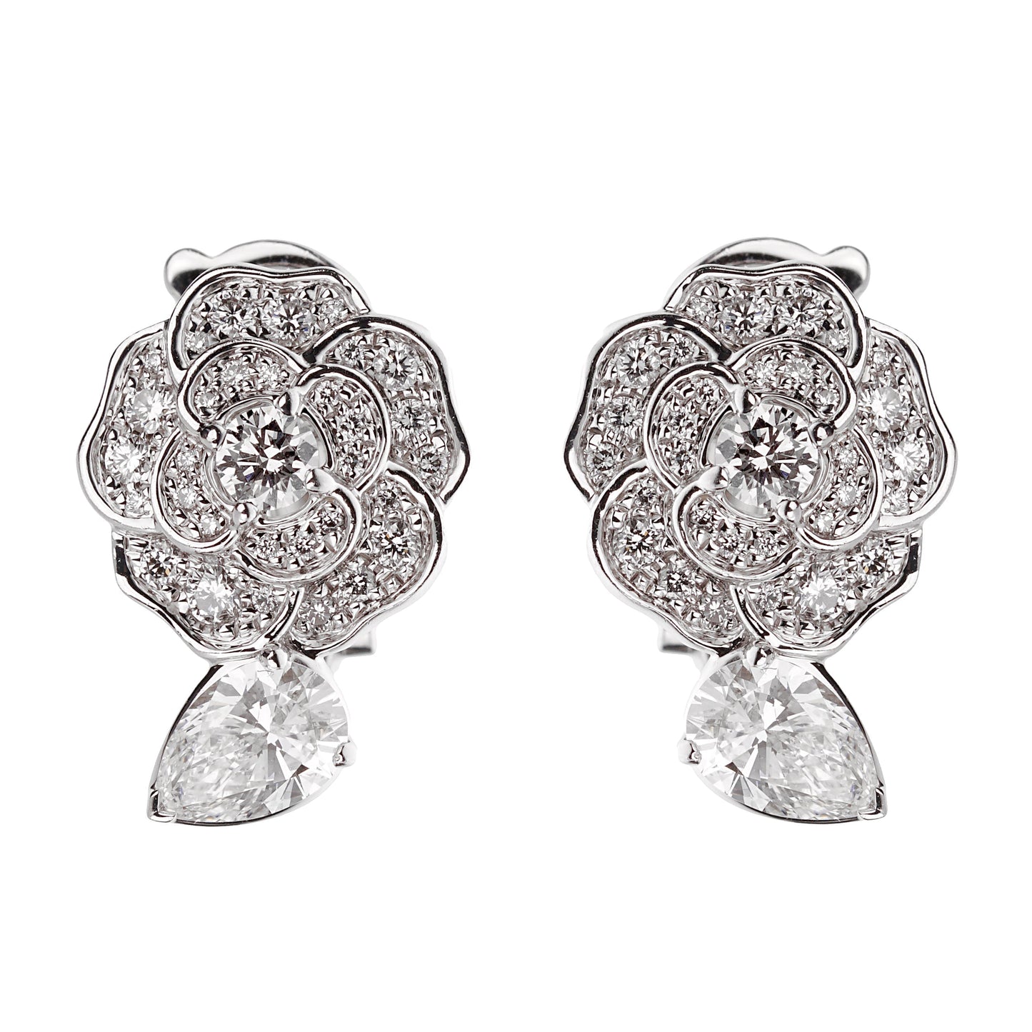 Chathtnel Camelia Precieux Diamond 18k White Gold Stud Earrings